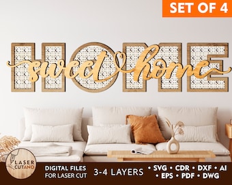 Home Sweet Home Svg Laser Cut House Files and Wood Sign SVG for Glowforge, Laser Cut Home Decor Svg and Cnc Home or Welcome, Dxf Home | #413