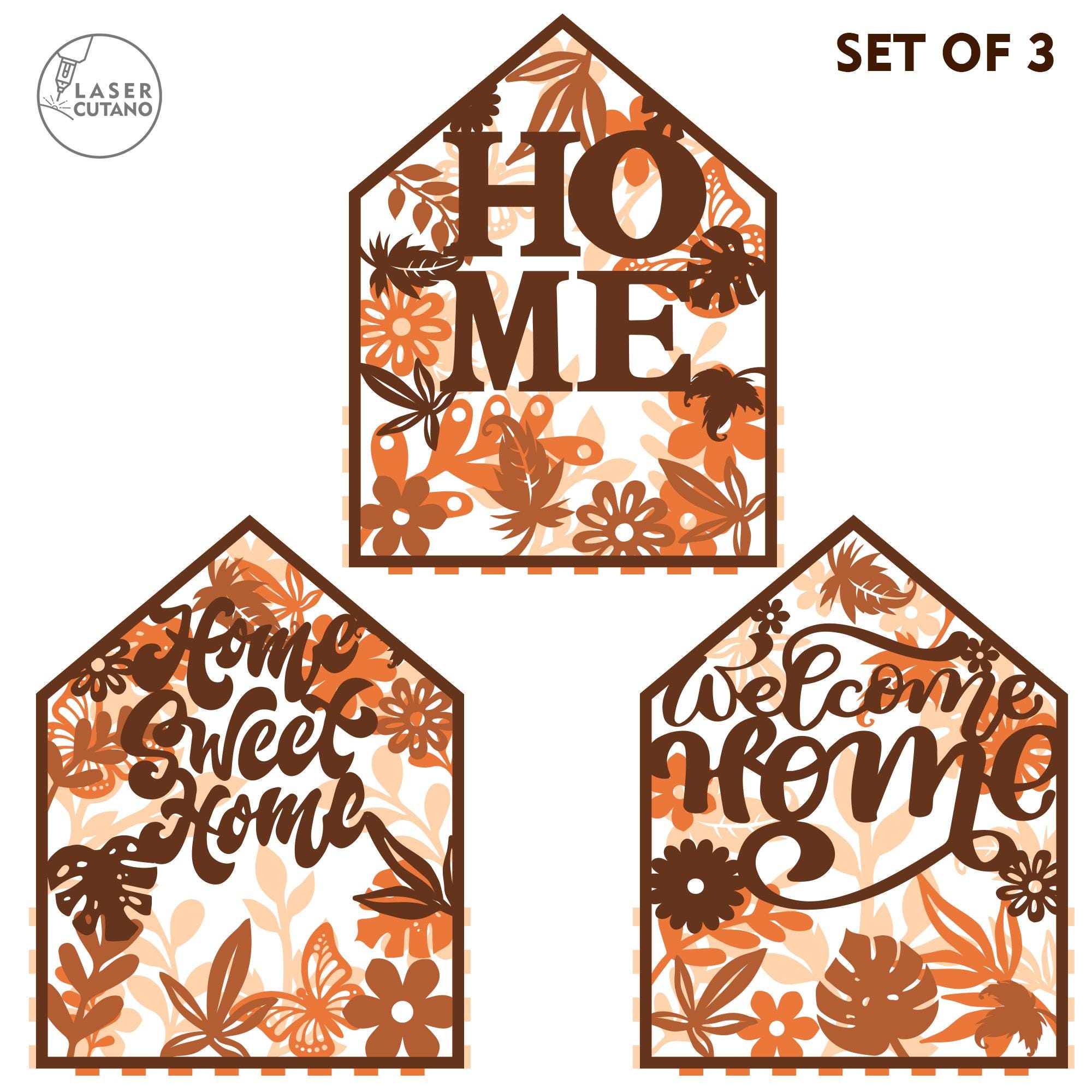 Flower Pot Laser Cut File SVG and DXF, Floral Home Sign Template ...