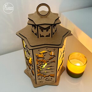 DIY haunted house lantern laser cut file perfect for Halloween party decor