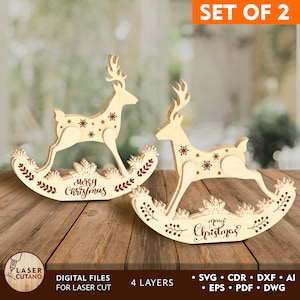 Deer Christmas Laser Cut File Wood Laser Cut Plans and Laser Cut Stand, Laser Cut Projects and Laser Cut Designs Christmas, Laser Svg | #499
