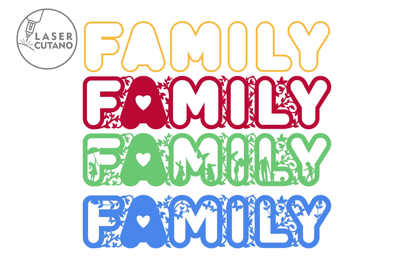Laser Cut Words FAMILY Laser Cut Names and Wood Words Etsy