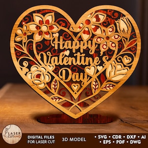 Valentinstag Herz Laser-Dateien, Valentinstag Lasergravur und Laser-Ideen, Herz Laser Cut-Dateien, Laser Cutter Muster | #657