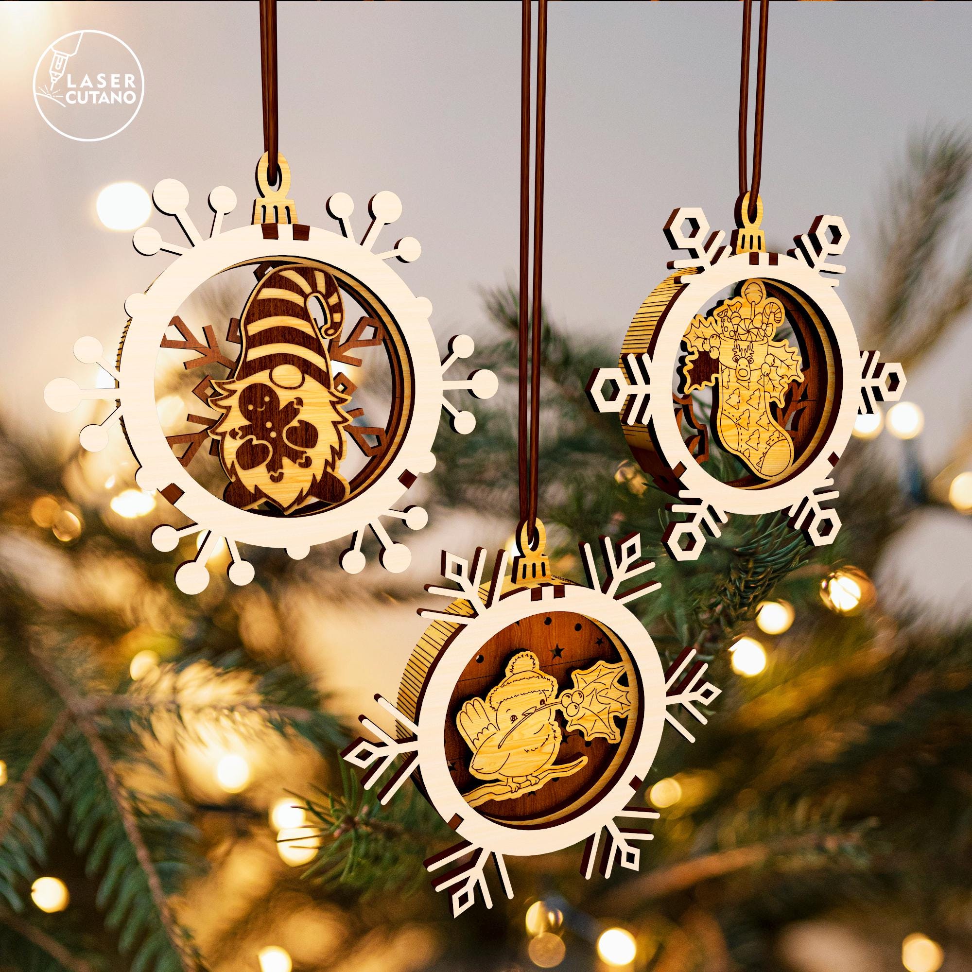 Christmas Ornaments Laser Cut File Snowflake, Laser Cutting Xmas — free download