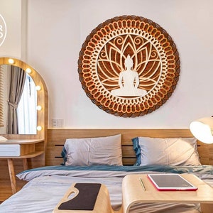 BUDDHA Mandala Laser Cut Files Layered Svg Templates and Wall Laser Cut, Glowforge Files Svg & Cnc Files for Wood Router, layered svg