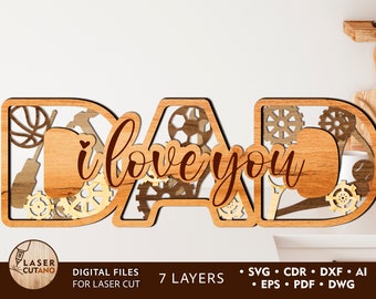 DAD Laser Cut File Svg Father Day Gift and father svg file, father's day laser templates laser engraved, Father's Day SVG Plasma | #321