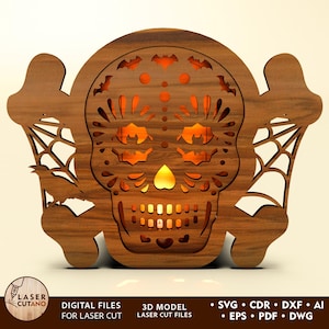 Halloween Light Lamp Laser Cut Files Svg Candle Holder Table Lamp Dxf Cut Wood Mdf Cnc Glowforge | #690