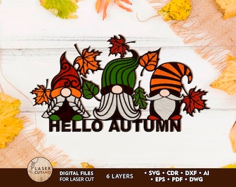 HOLA OTOÑO Archivos SVG para Cricut Fall Laser Cut Files y Fall Glowforge Files, Fall Dxf File & Fall Laser Designs Files, Xtool File / #486