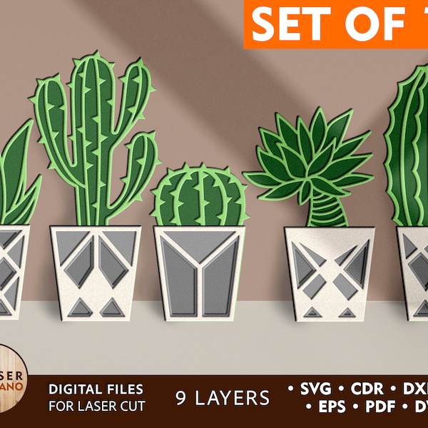 SUCCULENT Laser Cut Files Svg succulent cuttings and files for Glowforge, spring plants laser cut & Laser cut flower, Home decor svg | #296