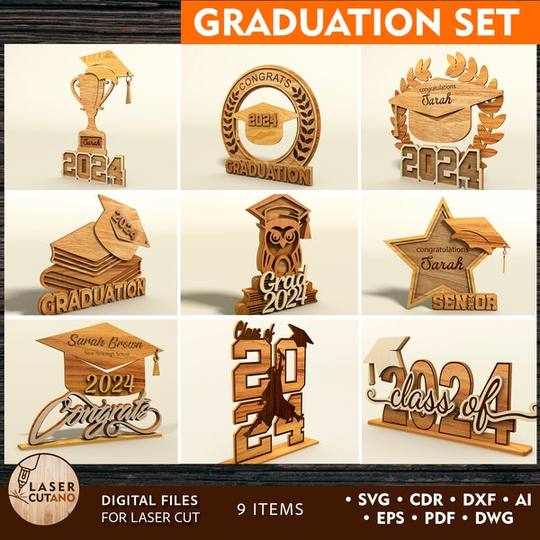 Laser Files Svg Graduation laser Cut File and Graduation Dxf, Graduation Glowforge Files and Grad Cnc Gift, Class of Laser File | #582