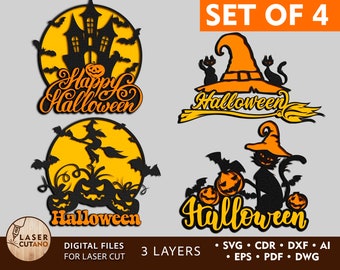HALLOWEEN Svg Bundle Laser Cut Files Svg Glowforge and svg file for cricut, Halloween Decor Svg Cnc Files & Halloween Door Hanger svg | #345