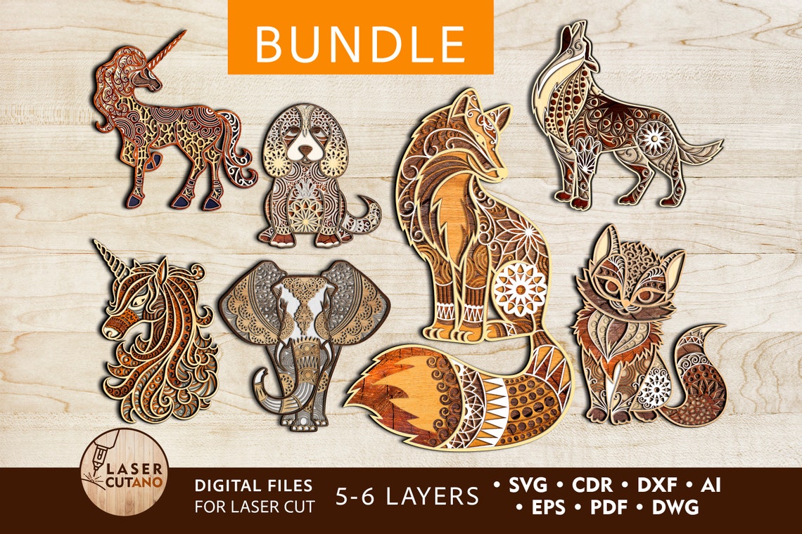 Download ANIMALS Laser Cut File Multilayer Vector File cricut 3d ...