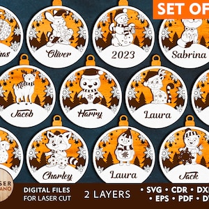 Christmas Ornaments Svg Laser File Decorations Laser Cut Files Templates, Lasercut Christmas Ideas, Dxf Christmas Ornaments Glowforge | #384