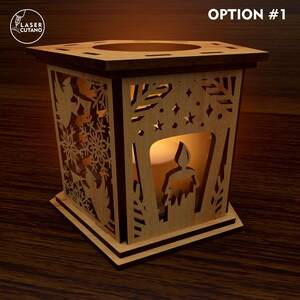 Christmas Tea Light Laser Files, Christmas Decor Svg Lantern Laser Cut, New Year Light Holder Glowforge, Laser Cutting Christmas Dxf