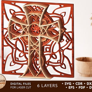Layered CROSS of Faith Laser cut SVG Religious Cutting File & Laser Cutter dxf, Christian Laser File Digital Download, Commercial Use | #324