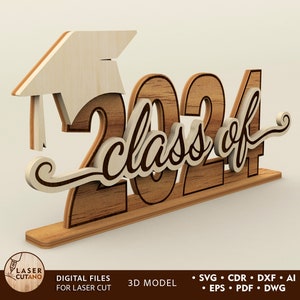 Laser Cut File Graduation Svg School Glowforge and School Laser File, Class of 2024 Svg Laser File and University & College Laser Svg | #565