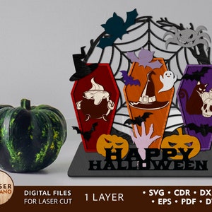 Halloween Laser Cut Files Cnc File and Halloween Laser Engrave, Halloween Decor Svg and Glowforge Halloween, Svg Horror Dxf Files | #472