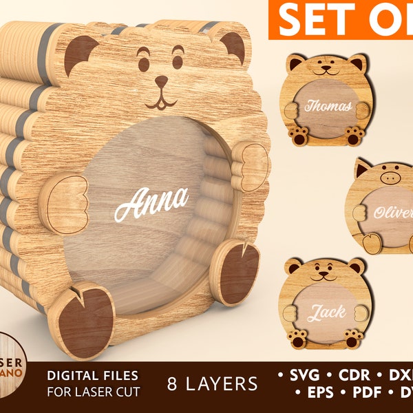 Laser Cut Files BOX Dxf Personalized Box Vector, piggy bank laser file for candies & laser engraved, templates for wood Laser Cutano | #303