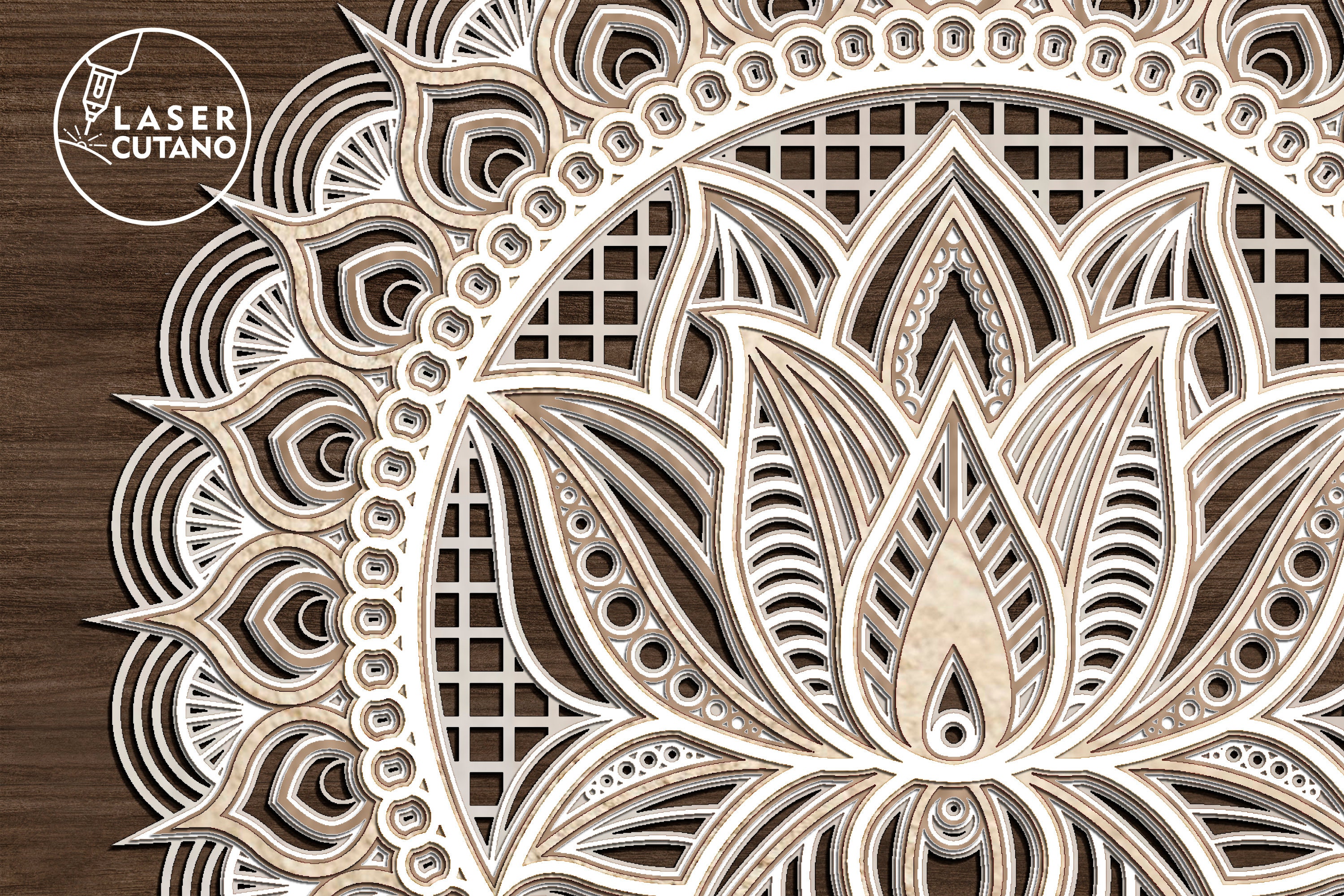 Multilayer Laser Cut DXF - MANDALA LOTUS - Mandala Svg Files for