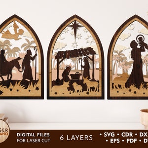 Christian laserowo wycinany plik Holy Svg Dxf laserowo wycinany plik ozdoby świąteczne wzory i szopka cięcie laserowe, plik Glowforge | #378