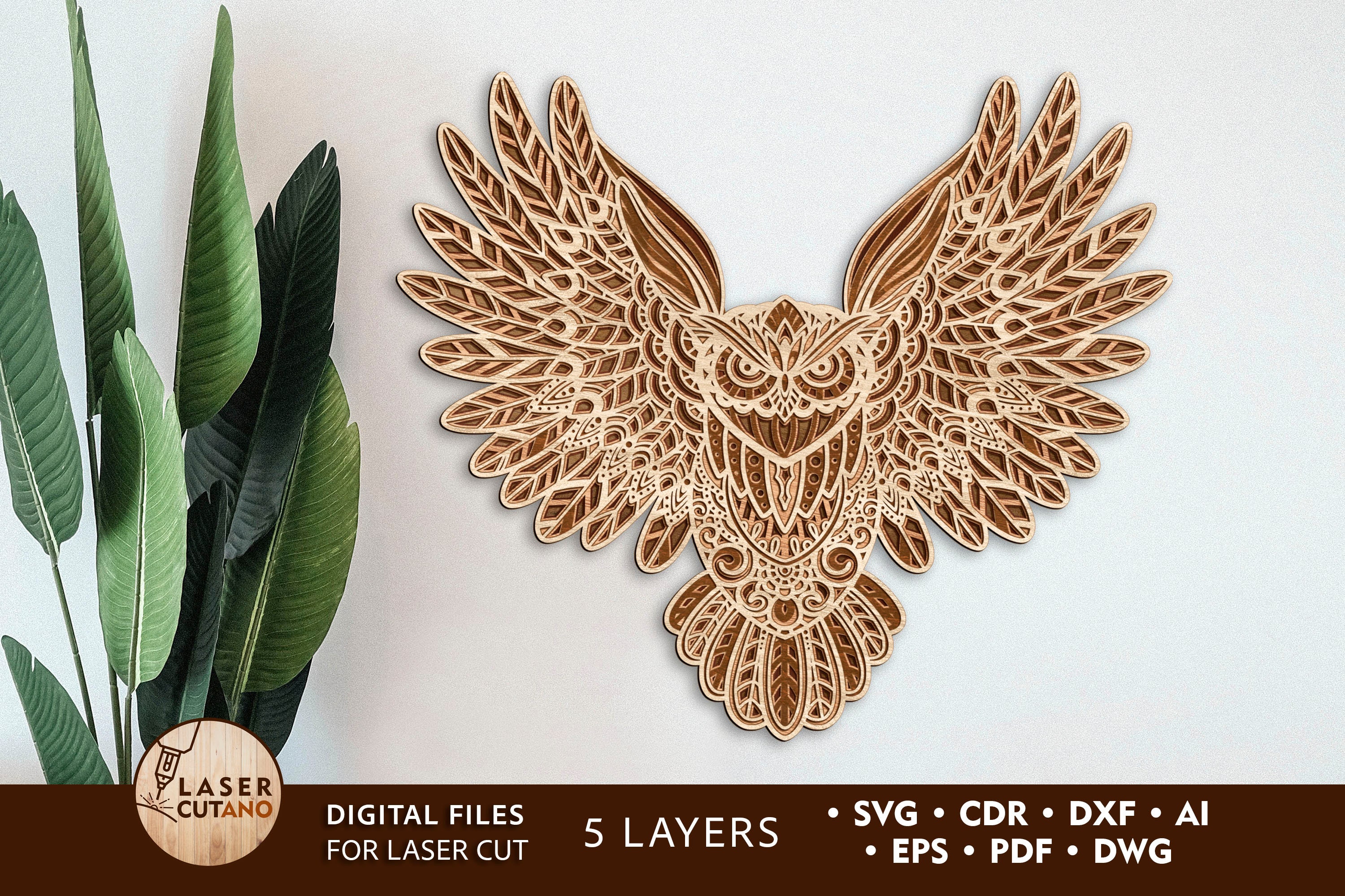 OWL Laser Cut File Multilayer 3d Owl Svg and Laser Cut Panels, 3d Laser Files and 3d Laser Svg, Mult