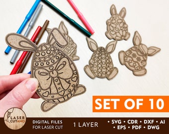 EASTER Eggs DIY Paint Kit svg Glowforge Laser Cut file, Easter Dxf and Easter Laser Cut Files, laser engraved and laser cutting files | #286
