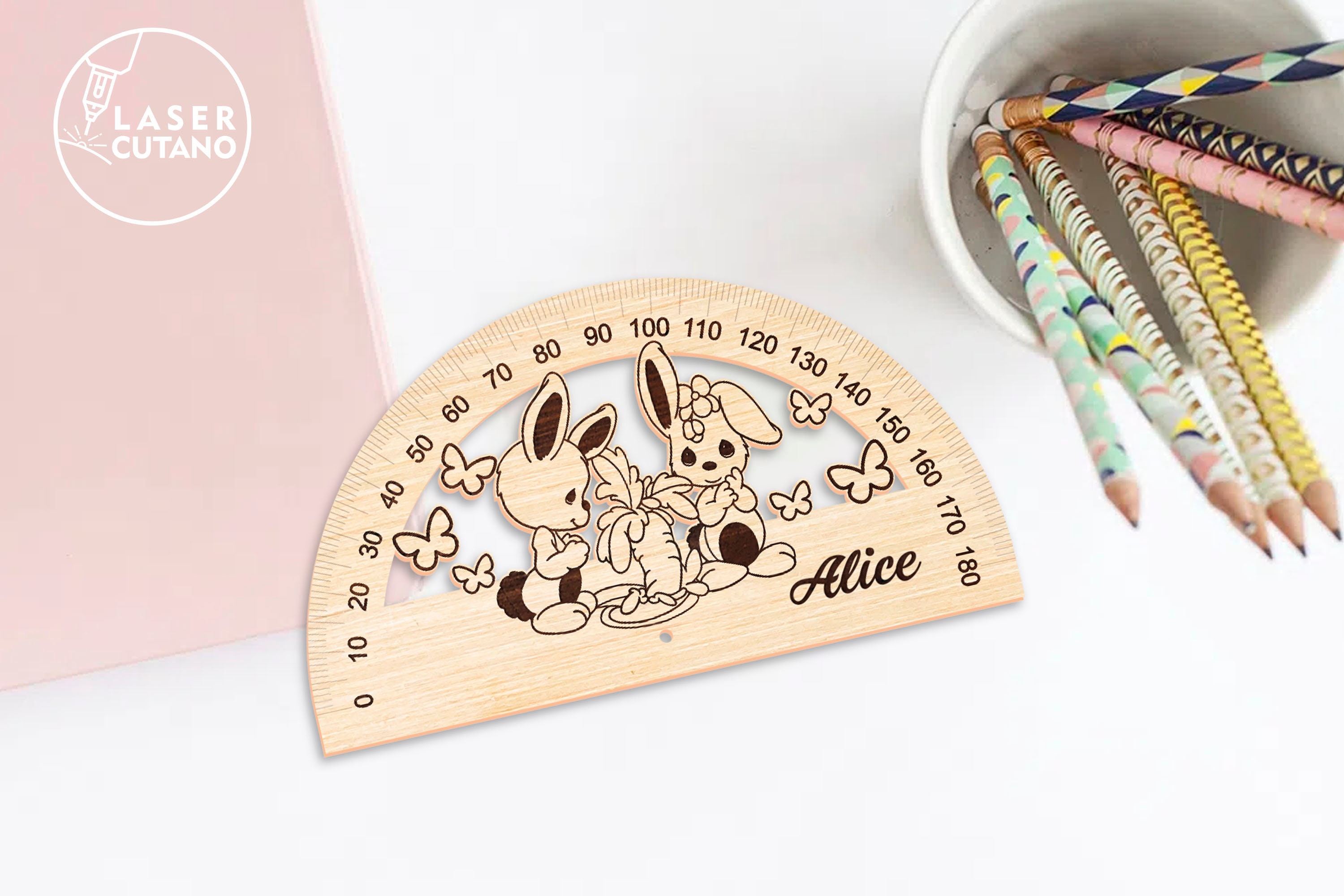 Protractor Dxf File Protractor Ruler Svg Laser Cut File Personalised Wooden Ruler and ...