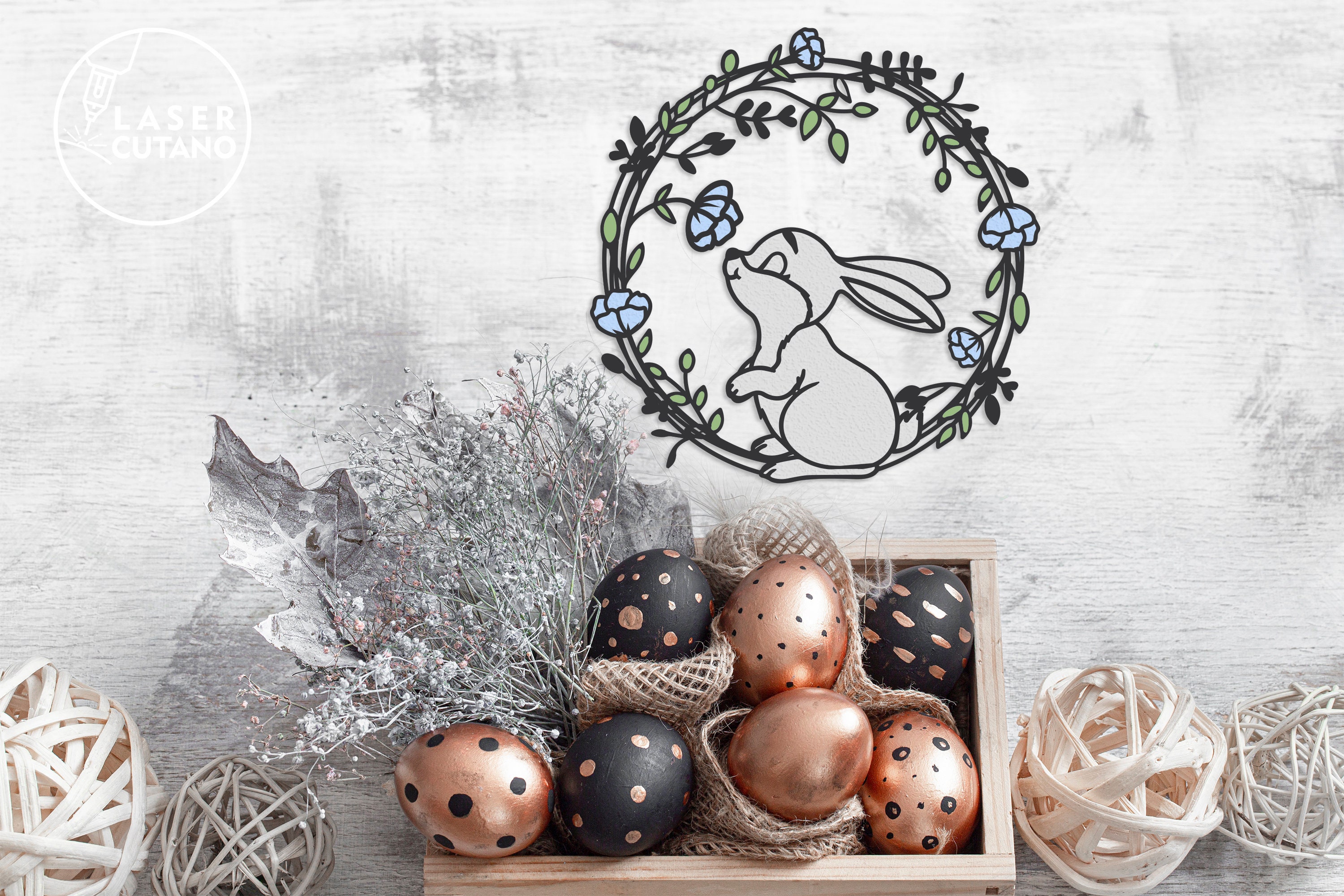 WREATH EASTER Bunny Svg Files for Cricut Easter Laser File and Easter ...