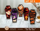 COFFIN HALLOWEEN Svg Laser Cut File Bundle and 3d Laser Cut Models, Glowforge Halloween File and Halloween Cnc Files, Halloween Dxf | #479