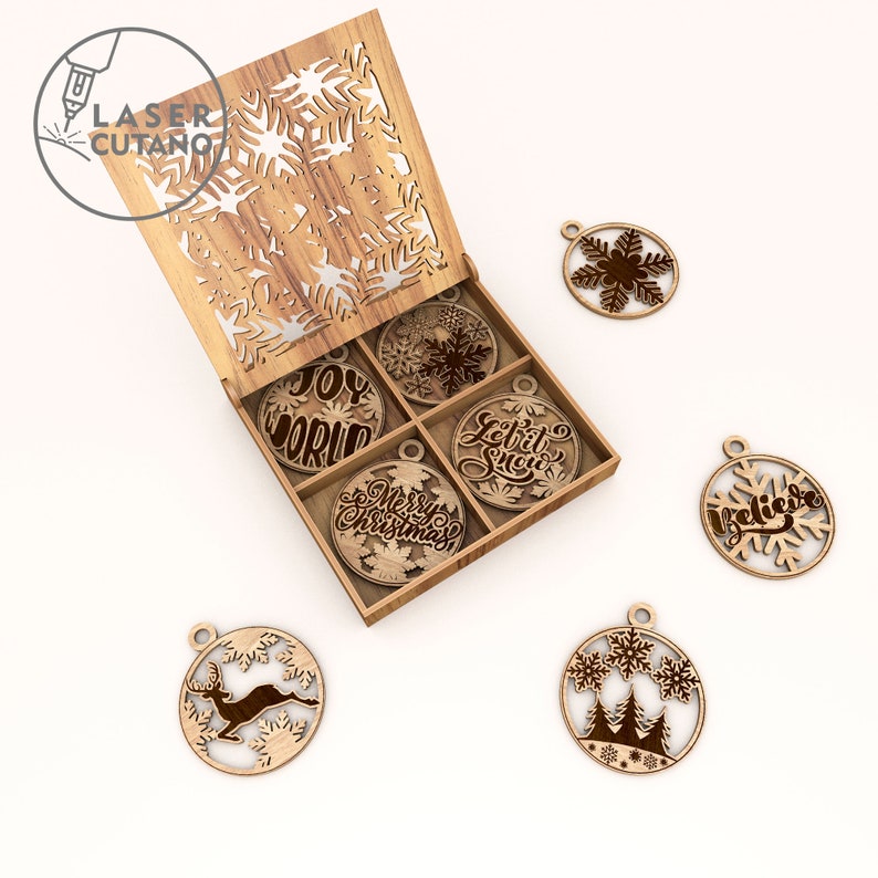 Laser Cut Files Christmas Ornaments Laser Engraved Files and Christmas Dxf Files, Christmas Cnc Files and Christmas Glowforge Svg