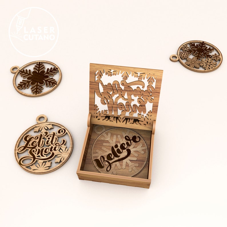 Laser Cut Files Christmas Ornaments Laser Engraved Files and Christmas Dxf Files, Christmas Cnc Files and Christmas Glowforge Svg