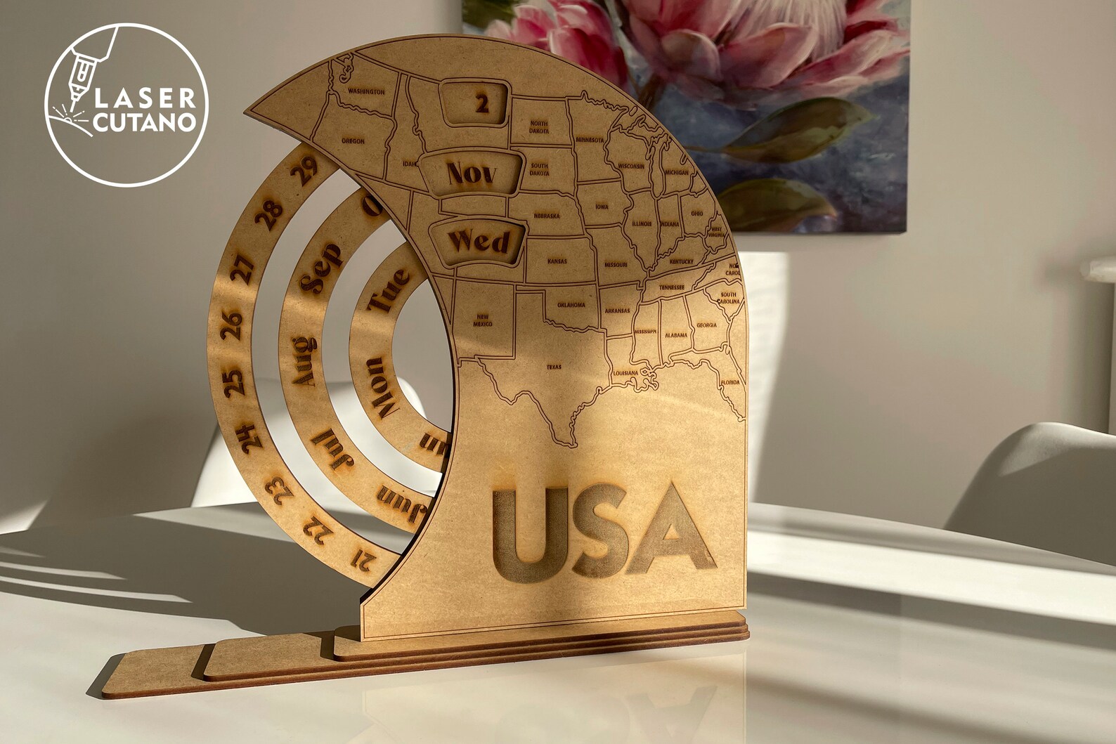 Laser Cut CALENDAR Perpetual File Vector Dxf and Calendar Template Cnc ...