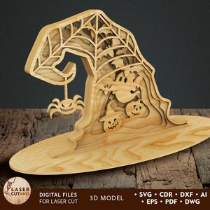 Laser Svg Halloween Laser Cut Files Hat Halloween Glowforge Svg Dxf | #489