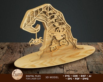 Laser Svg Halloween Laser Cut Files Hat Halloween Glowforge Svg Dxf | #489
