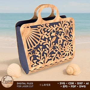 Laser Svg STRANDTAS Lasergesneden bestanden - Lasercut gravure Cricut projecten | #679