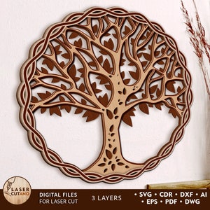 TREE of LIFE Laser Cut File Svg Lasergravure en Tree of Life Dxf, Svg Tree Cut File en Laser Cut Wall Art, Laser Cut Wood Art | #502