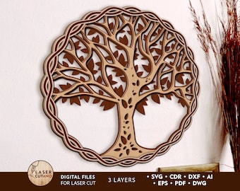 TREE of LIFE Laser Cut File Svg Laser Engraving and Tree of Life Dxf, Svg Tree Cut File and Laser Cut Wall Art, Laser Cut Wood Art | #502