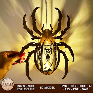 スパイダー ハロウィン キャンドル ホルダー レーザー ファイル ティー ライト ホルダー レーザー カット、レーザー カット ファイル ハロウィン キャンドル ホルダー、レーザー カット キャンドル SVG | #622