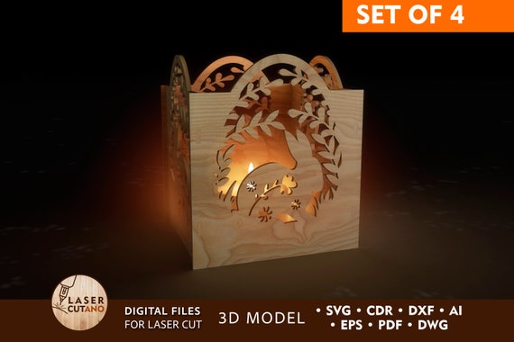Easter Candle Holder Laser Cut File Lightburn Files and Dxf Candle Holder Tea Light Lantern, Xtool d1 Files and Easter Decor Pattern | #410