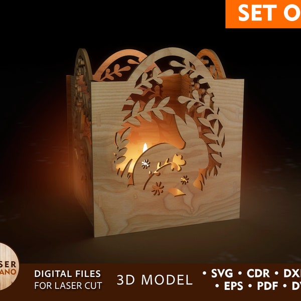 Easter Candle Holder Laser Cut File Lightburn Files and Dxf Candle Holder Tea Light Lantern, Xtool d1 Files and Easter Decor Pattern | #410