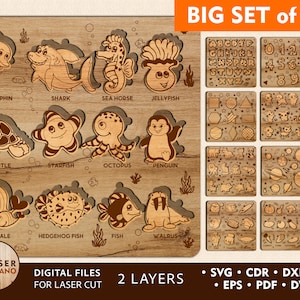 Lasergesneden puzzelbestand Svg-sjablonen, CNC- en puzzel Glowforge-bestanden, dxf-bestand voor kinderen en lasergesneden gravurebestand, lasergesneden hout | #397
