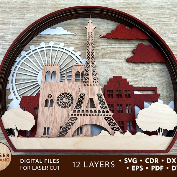 PARIS 3d Laser Cut File Laser Engraved SVG files, laser cut wood laser files, lasercut files & cutting files laser cut ideas projects | #210