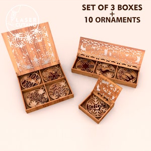 Laser Cut Files Christmas Ornaments Laser Engraved Files and Christmas Dxf Files, Christmas Cnc Files and Christmas Glowforge Svg