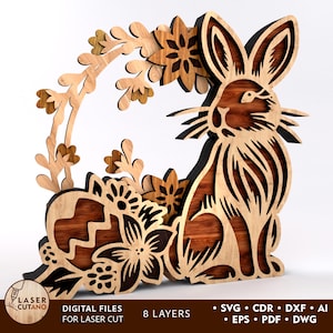 File di taglio laser per ghirlanda di Pasqua in formato SVG per Glowforge, SVG a strati per taglio laser, file di Pasqua a strati, ghirlanda di Pasqua in formato SVG per Pasqua in formato DXF / #656