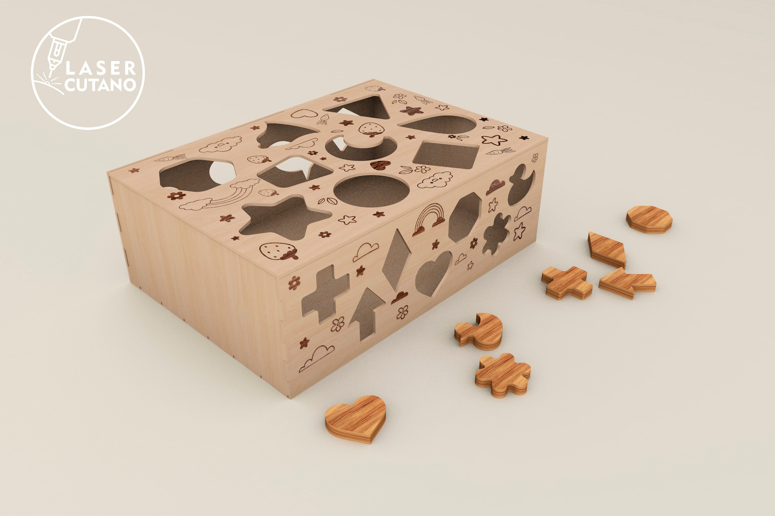 Shape Sorter Puzzle Laser Cut File Wood Cnc Files and Sorter Etsy