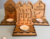 Halloween Candle Holder Laser Cut Files Svg Lantern Vector Cnc Template, Halloween Decor Svg Light Box Dxf Glowforge Cnc Mdf | #697