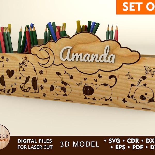 Laser Cut Pencil Box Svg Xtool First Day of School, Back To School Pencil Holder Laser Cut and Custom Names and First Day of School | #465