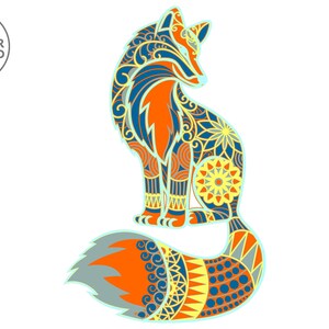 Laser Cut Files FOX mandala svg and cricut files, multilayer panel and 3d mandala wall art and laser cut wall art, dxf file for laser | #150 image 6