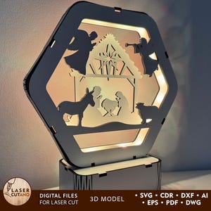 Lamp for Christmas Laser File, Lasercut Lamp Christmas Decor, New Year Laser Cut Files, Laser Cutting Projects, Christmas Svg Laser | #647