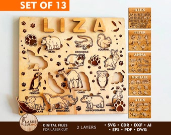 Custom Puzzles Laser Cut File Puzzle Cnc File and Laser Engraved Gift & Puzzle Dxf Svg, Puzzle Svg for Laser and Vector Laser Cutting | #540