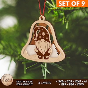 GMOMES Ornaments Christmas Laser Cut File Dxf and Ornaments Laser Svg File Christmas Ornament & Laser Cut Christmas Decor Glowforge | #492